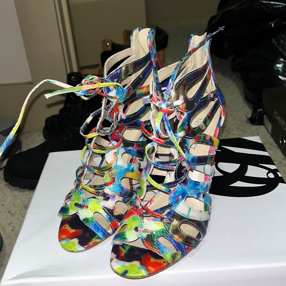Nine West multi color heels are vibrant